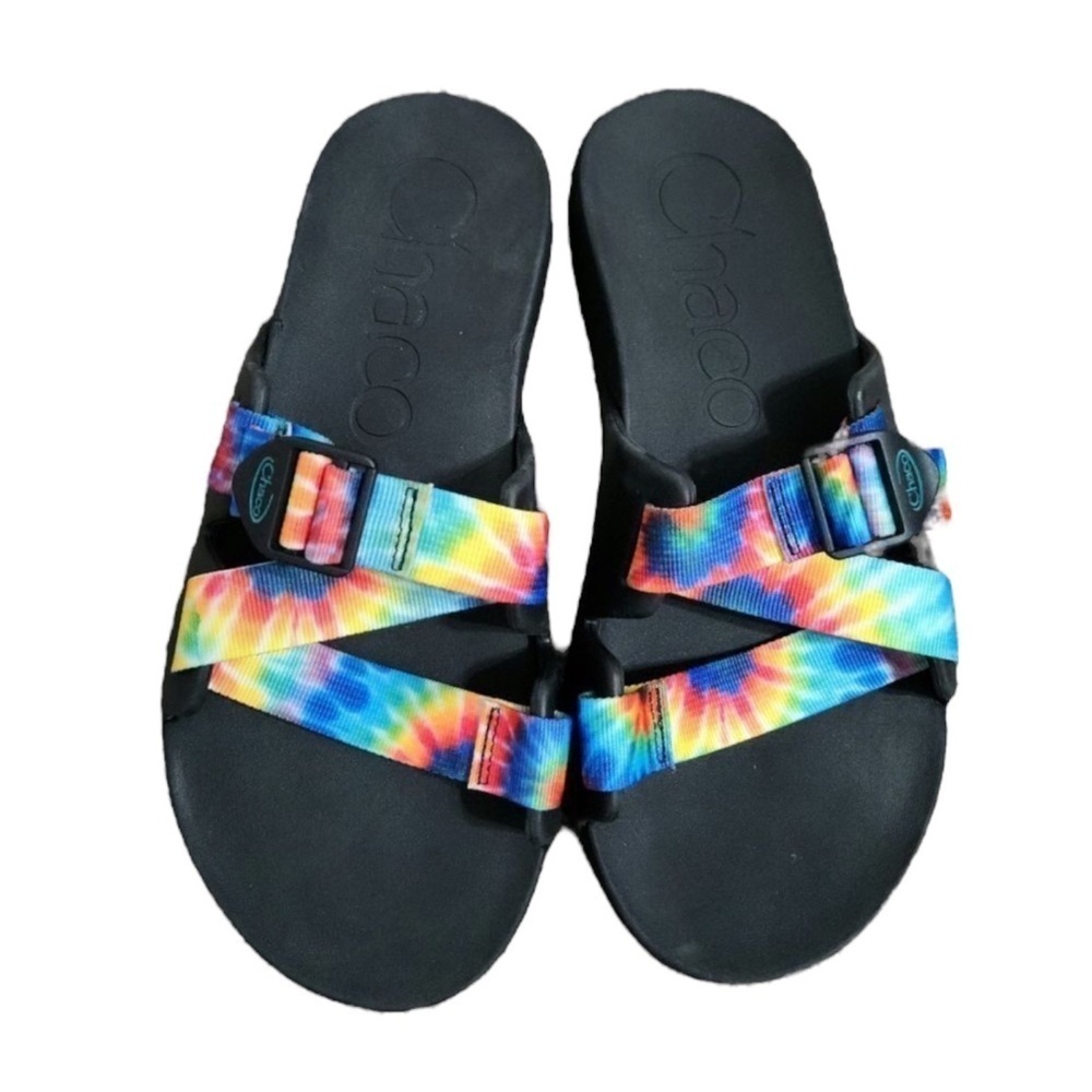 CHACO Mens Chillos Slide Sandals Rainbow / Tie Dye Size 10 - Picture 2 of 6